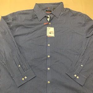Van Heusen 3x tall navy white plaid button up NWT